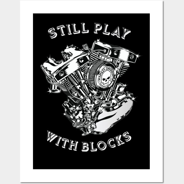 STILL PLAY WITH BLOCKS - MOTORCYCLE V ENGINE Wall Art by Pannolinno